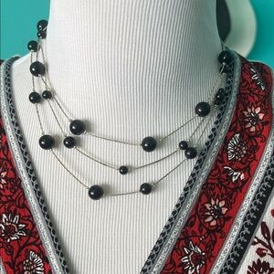 Elegant Black Beaded Necklace